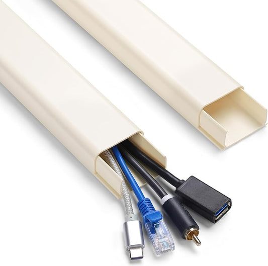 Cord Hider Wall for 4-7 Wires, Cable Management Kit, X-Large 72in Cord Organizer Wall, TV Cable Hider Wire Hider for Wall Hide Cords Wall Mounted TV, Cable Raceway Beige, W1.5in H0.8in