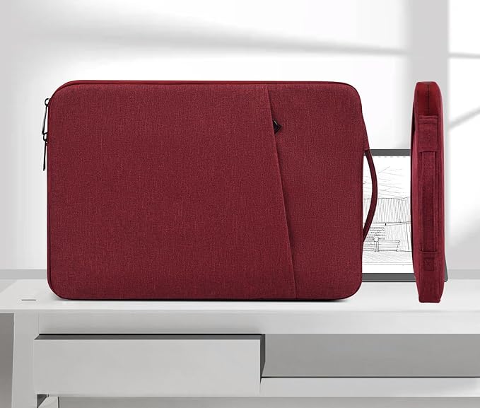 Portable Monitor Case 15.6 Inch, Protective Carrying Sleeve for Most 16.1/15.6 in Portable Monitors, Water Resistant Monitor Bag with Accessory Pocket, Wine Red