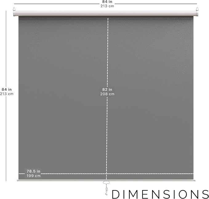 【Wider Style】 KHOMO Gear Grey Screen 84 x 84 inch – Extra Large Pull Down Backdrop – Portable Collapsible Roll Down Projector Screen – Gray Screen for Video, Streaming, and Photography