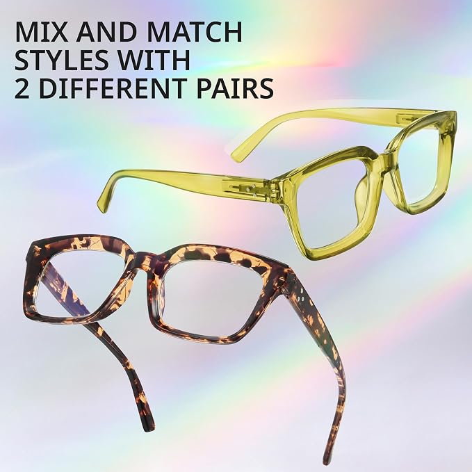 IBOANN Oversized Blue Light Glasses for Woman, Funky Fashion Glasses With Preppy Look, Reduce Screen Fatigue Computer Glasses
