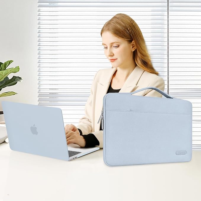 MOSISO Compatible with MacBook Air 15 inch Case M5 2026 M4 2025 M3 M2 2024 2023 A3448 A3241 A3114 A2941,Protective Hard Shell&Carrying Sleeve Bag&Keyboard Cover&Webcam Cover&ScreenFilm, Baby Blue