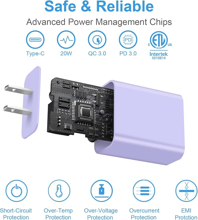 iPhone 17 16 15 Fast Charging 10FT Long USB C Charger Type C Charger 3 Pack Fast Charger USB C for iPhone 17/17 Plus/17 Pro/17 Pro Max/16/16 Plus/16 Pro/16 Pro Max/15 Pro Max,iPad Pro,Samsung(Purple)