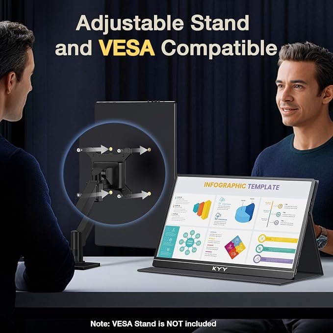 KYY 4K Portable Monitor – 15.6" UHD IPS Travel Display, Slim & Lightweight Design, HDMI & USB-C Inputs, Perfect for PS5, Xbox, Switch, Laptops, Phones, and On-the-Go Professionals, K5