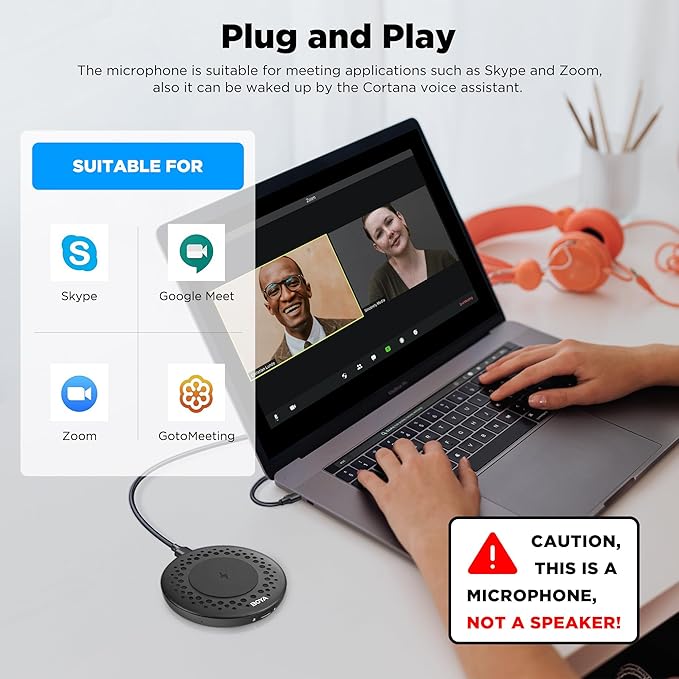 BOYA Blobby USB Conference Microphone,Desktop Computer Microphone with Wireless Charger, Omnidirectional Condenser PC Mic for Video Conference Online Class Skype Zoom Meeting