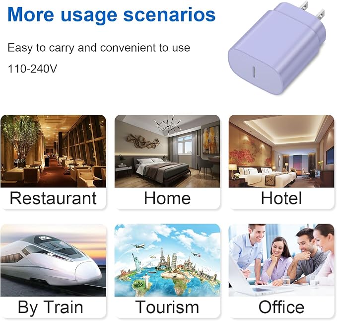 Type C Charger Fast Charging for iPhone 17 16 15,USB C Samsung Chargers Block 25W Super Fast Chargers for Samsung Galaxy S25/S24 S23 S22 S21/iPhone Air/17/17 Plus/17 Pro Max/16 Pro Max/15 Plus(Purple)