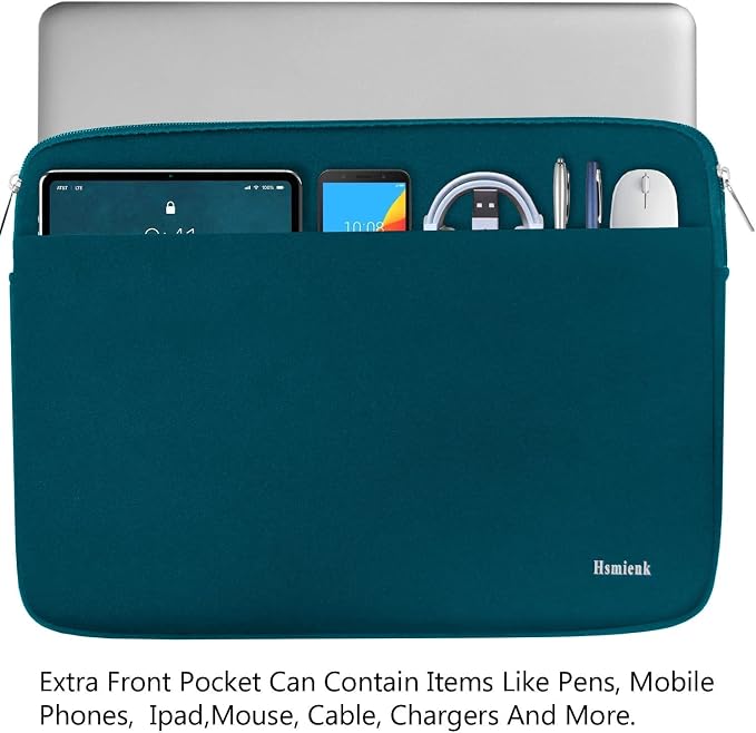 Laptop Sleeve Case 15.6 inch, Shockproof Protective Notebook Bag with Accessory Pocket, Briefcase Carrying Laptop Sleeve for 15.6" HP, ASUS, Dell, Lenovo, Acer -Cyan Color