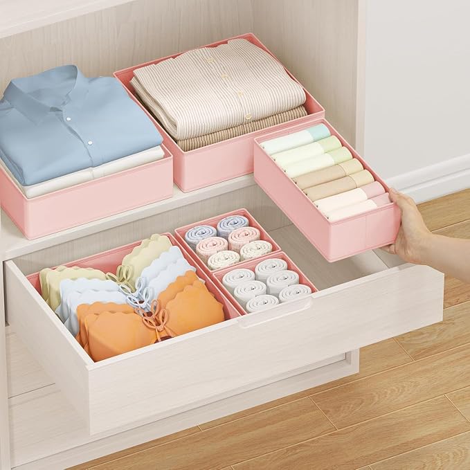 DIMJ Drawer Organizer Clothes 26 Pack - Foldable Baby Organizers and Storage Dresser Organizer for Bedroom, Closet Nursery Organization Dresser Dividers for underwear, Sock, Bra, Belt, Tie
