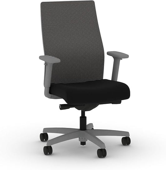 HON Ignition 2.0 Mid‑Back Ergonomic Office Chair, Mesh Task Seating with Lumbar Support, Advanced Synchro‑Tilt, Height and Width Adjustable Arms, Titanium Frame, Black