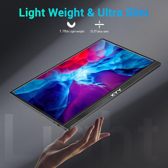 KYY Portable-Monitor-for-Laptop - 15.6'' 1080P FHD IPS Display USB-C&HDMI Portable Monitor for Laptop with Cover and Speakers