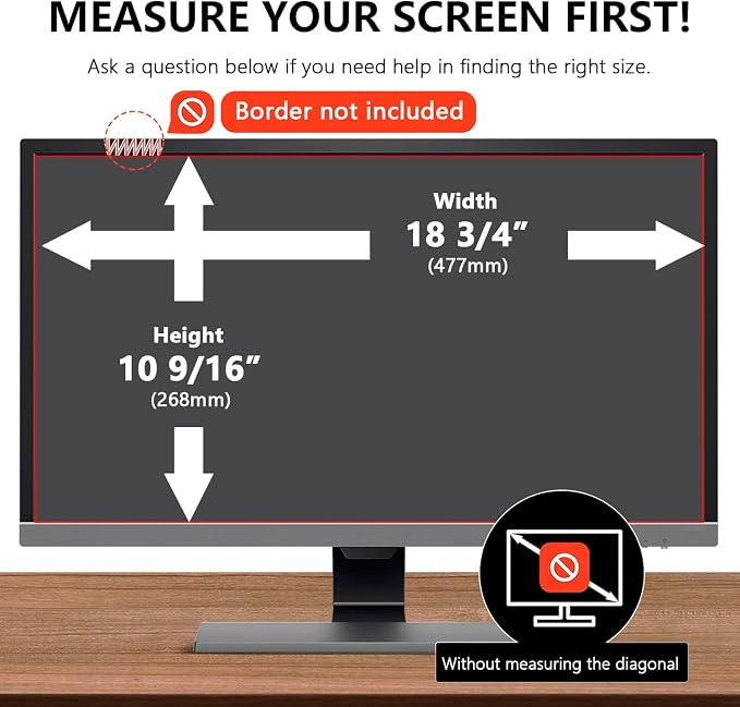 RedANGEL 【2-Pack】 21.5 Inch Computer Privacy Screen for 16:9 Monitors with Anti-Spy Anti-Glare Filter, Blue Light Blocking & Eye Protection, Removable Anti-Scratch HD Clarity Screen Protector
