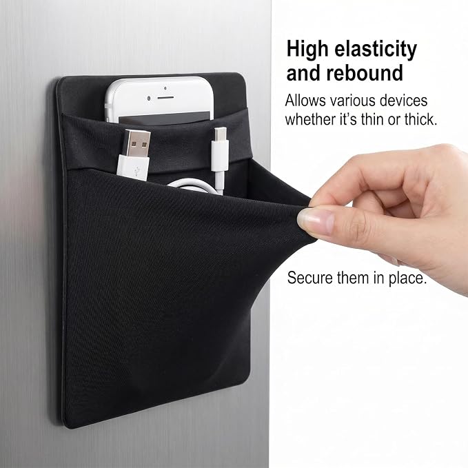 2 Pcs 2-Pocket Adhesive Hard Drive Holder for Laptop Portable Hard Drive Sleeve External Hards Drives Carrying Case Stick on Elastic Sleeve Reusable Adhesive Storage Organizer for SSD Mouse Cables