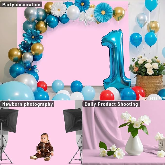 Pink Backdrop for Photoshoot, Professional Photo Backdrop Background Curtain for Product Photography, Portraits, Wedding, Party, Live Streaming Video Recording 7X10 FT