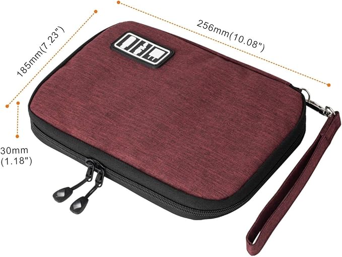 Travel Cable Organizer Bag Waterproof Portable Electronic Accessories Organizer for USB Cable Cord Phone Charger Headset Wire SD Card with 5pcs Cable Ties(Red)