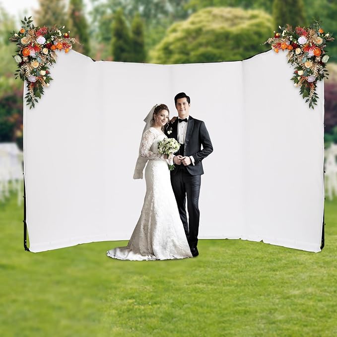 7.87x13.12ft White Screen with Stand Portable Background for Photography Large Collapsible Photo Backdrop with Carrying Bag for Photo Studio, Video Shooting, Live Streaming