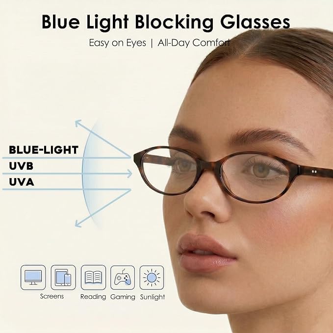 mosanana Blue Light Blocking Oval Glasses for Women Trendy Retro MO25101