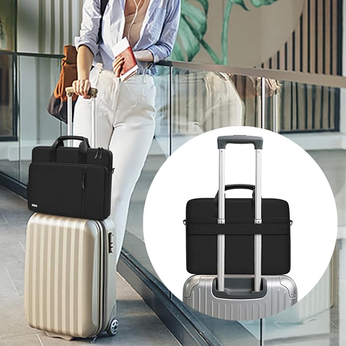 TECOOL 15.6 16 Inch Laptop Bag, 360 Protective Case Messenger Bag Waterproof Computer Sleeve Briefcase with Shoulder Strap for 15.6 16 Inch Laptop Notebook Chromebook, MacBook Pro 16, Black