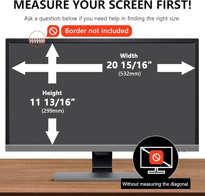 RedANGEL 【2-Pack】 24 Inch Computer Privacy Screen for 16:9 Monitors with Anti-Spy Anti-Glare Filter, Blue Light Blocking & Eye Protection, Removable Anti-Scratch HD Clarity Screen Protector