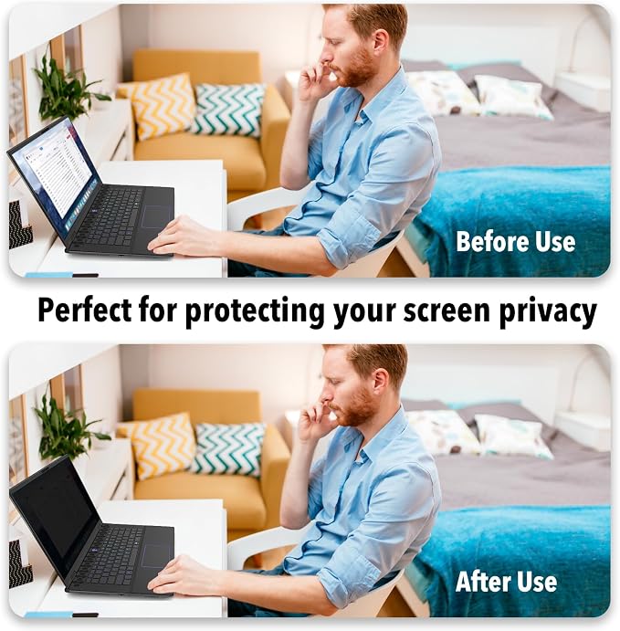 15.6 Inch 16:9 Laptop Privacy Screen Filter, Computer Monitor Privacy Shield, Anti Scratch Anti Spy Anti Glare Blue Light Screen Protector