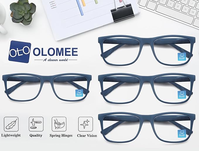 Blue Light Blocking Reading Glasses Men Large Wide Oversized Square Computer Readers Glasses for Big Head/Large Face