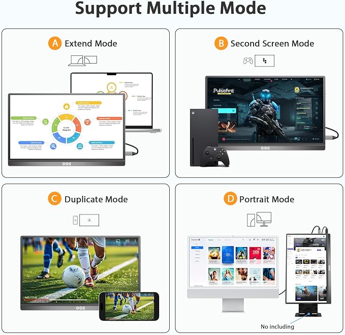 QQH Portable Monitor, 15.6 Inch FHD 1080P USB C HDMI Alloy Travel Monitor for Laptop with Smart Cover & Built-in Speaker, Plug & Play Ultra Slim Second Monitor for Laptop PC Phone Mac