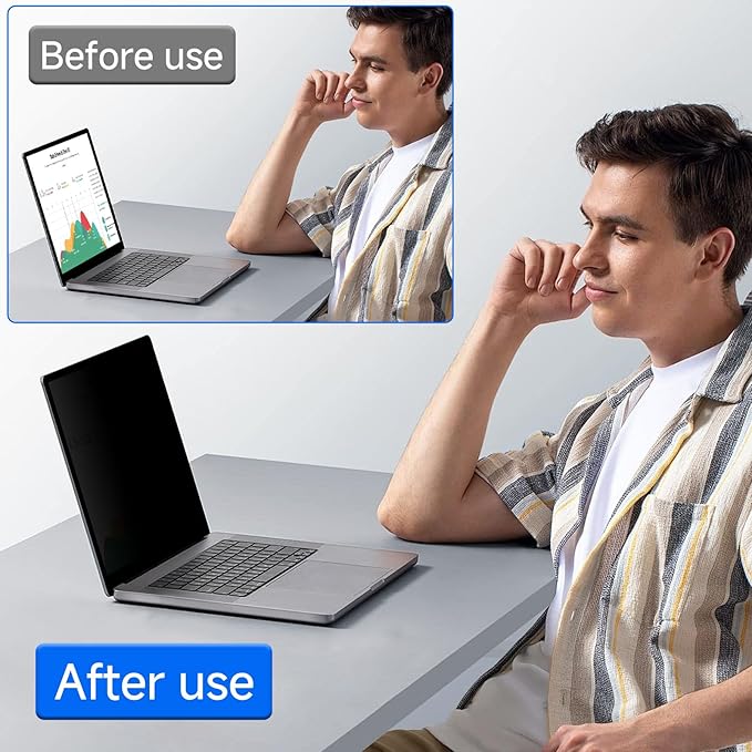 ZOEGAA 4-way 360°Laptop Privacy Screen For 15.6 Inch 16:9 Computer, Removable Privacy Screen For Laptop Monitor, Anti Glare And Blue Light, Compatible With HP Dell Lenovo Asus Samsung Acer Thinkpad