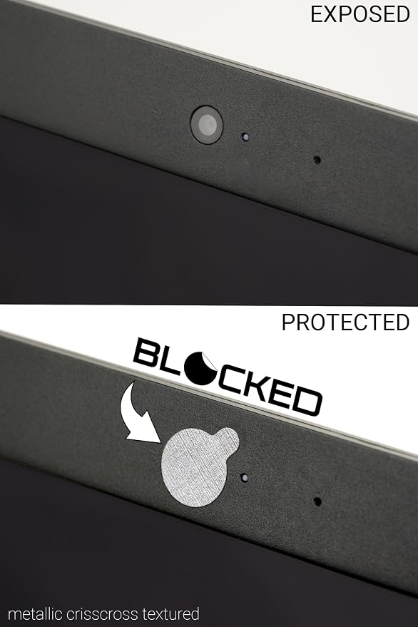 Rigid Series - 2X Thicker | Blocked Original Vinyl Webcam Cover Stickers | 57 Tabbed Restickable & Stackable Privacy Covers | for All Camera-endable Devices | 3-Sizes | Metallic Crisscross Textured