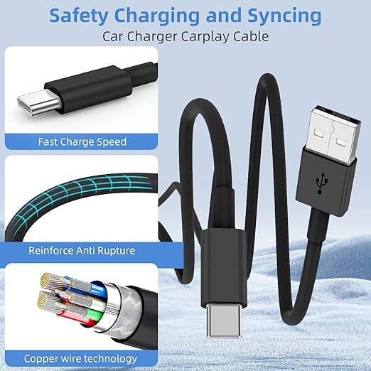 2Pack 6FT USB to USB C Cable for iPhone 17 16 15 Charger Cord, for Apple 17 16 15 Pro/Pro Max/Plus Type C Cord, for iPad Pro 12.9/11, Air 5th/4th Gen, Car Carplay Charging Cable for Android(Black)