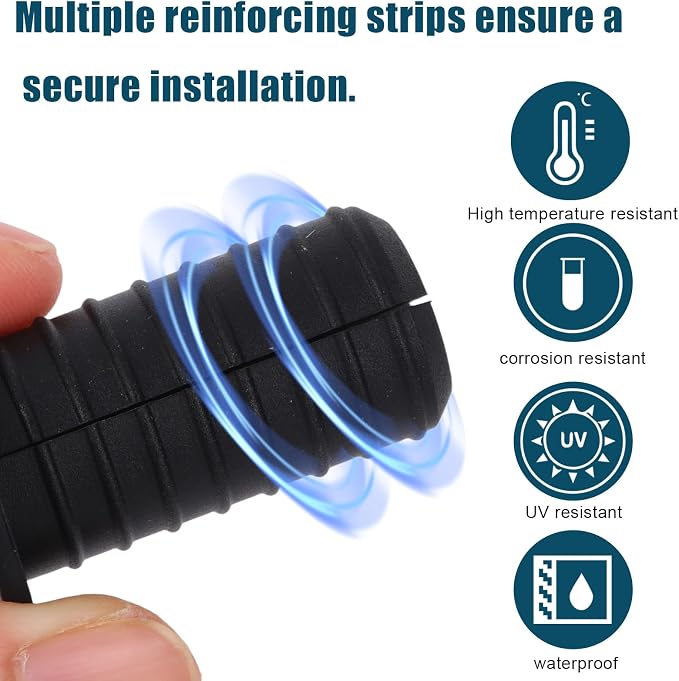 4pcs 3/4in Cable Grommets for Starlink, Black Anti-Slip Cable Routing Kit Split Wall Hole Pass Through Bushing Grommet Cover for Ethernet/TV Wires Waterproof Cord Protection Installation Accessories