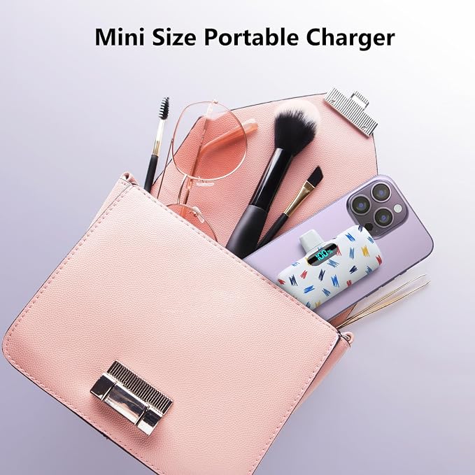 Small Portable Charger for iPhone 5000mAh, PD Fast Charging Power Bank,Mini Battery Pack Portable Phone Charger Travel Essentials for iPhone 14/14 Pro Max/13/13 Pro/12 Pro/11/XS/XR/X/8/7/6/SE Series