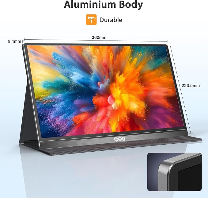 QQH Portable Monitor, 15.6inch FHD IPS 1080P Travel Portable Monitor for Laptop, USB-C HDMI HDR Second Screen for Laptop, Mac, Phone, Xbox, PS5/4