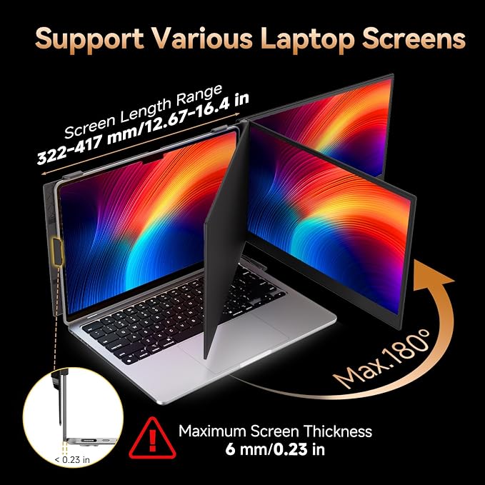 15.3” Laptop Screen Extender, FHD IPS 100% sRGB Portable Travel Monitor for Laptop (15”-17.3” Screen), 16:10 Plug & Play External Screen, Second Extra Attachment Display for Windows Mac