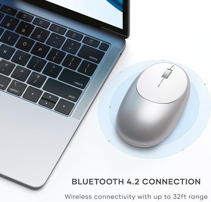 Satechi M1 Wireless Bluetooth Mouse, USB-C Rechargeable, Compact & Portable, for MacBook Air/Pro/Neo, iPad Air/Pro, iPad mini, Mac mini, iMac & Windows - Silver
