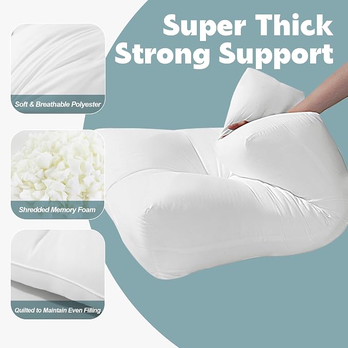 HOMBYS Shredded Foam Sofa Back Cushions, Supportive Back Cushion Replacement for Couch, Stuffing Filling Lumbar Support Pillow for Couch, Bed, Floor, (27.5"x18"x5")