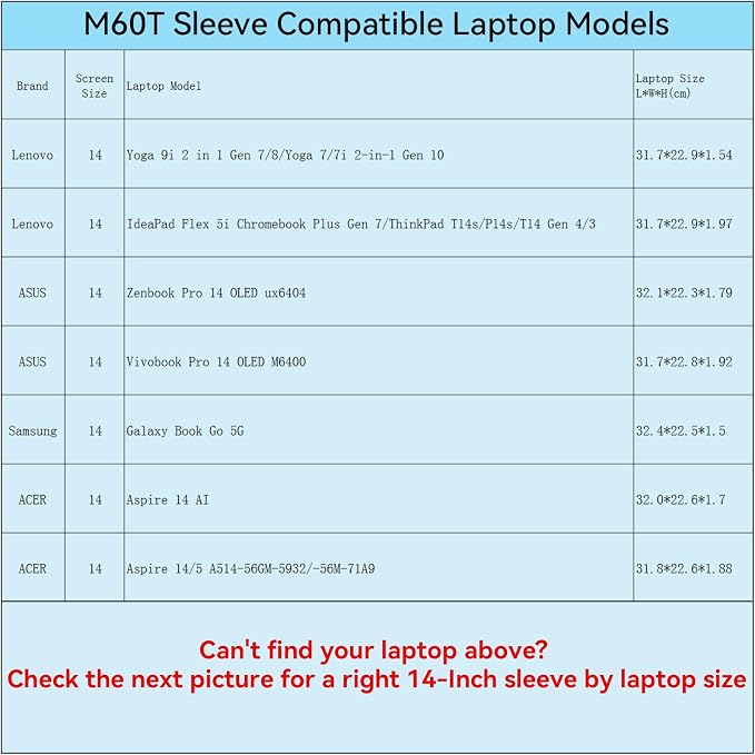 Smatree M60T Hard Protective 14 inch Laptop Sleeve Case Compatible for Samsung Galaxy Book Go 5G, Lenovo ThinkPad P14s/T14s/IdeaPad, ASUS Vivobook/Zenbook, ACER Aspire 5/14 (X8255T)