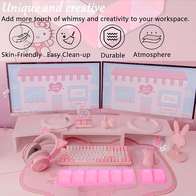 Gel Wrist Rest for Keyboard and Mouse Square Pink Plaid Clear Keyboard Wrist Rest Transparent Ergonomic Cute Checkered Mouse Wrist Pad Silicone Non-Slip Support for Computer Laptop Gaming Home Office
