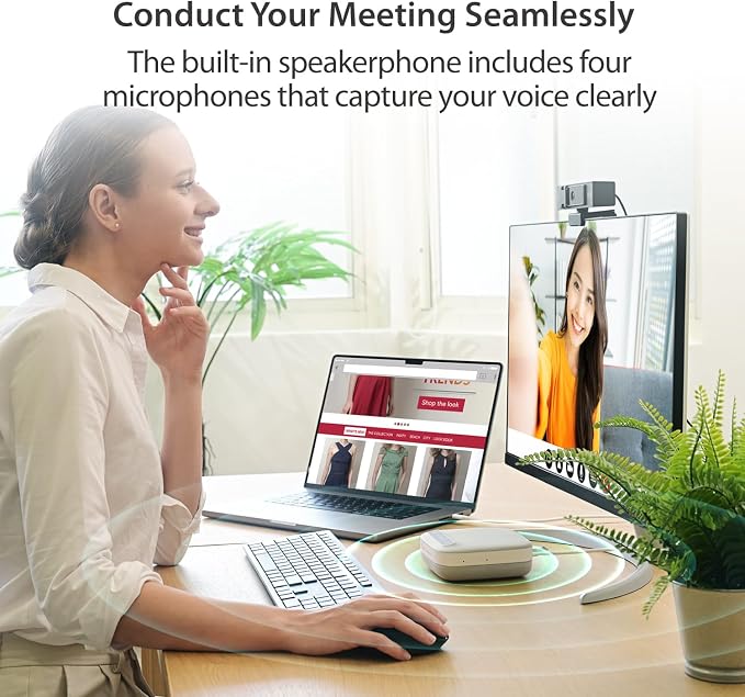 j5create USB-C 4K Speakerphone Dock, All-in-one Audio Dock for Video Conference, 4K HDMI, USB-A x 2, USB-C, Gigabit ethernet, Pass-Through Charging - Works with Teams, Zoom, and Google Meet (JCDS335)