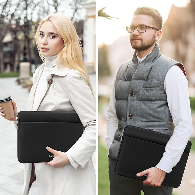 RAINYEAR Laptop Sleeve Case 13.3 Inch, Protective Portable Case with Front Pocket, Briefcase Handbag Laptop Bag Compatible with 13.3-14 Inch Laptop PC, 14 Inch MacBook Pro M5 M4 M3 M2 M1, Black