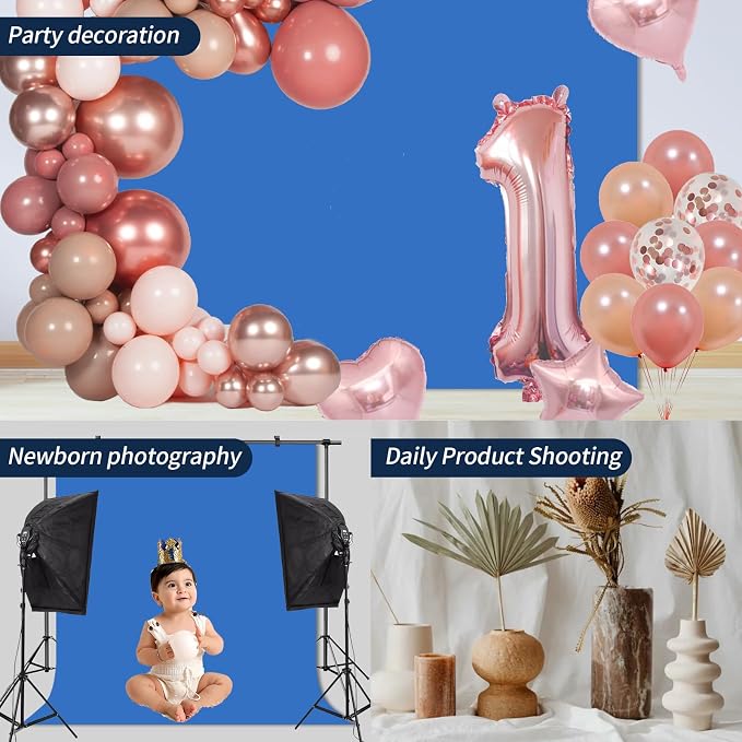 Blue Backdrop Background for Photography Photo Booth Backdrop for Photoshoot Background Screen Video Recording Parties Curtain 8x10FT