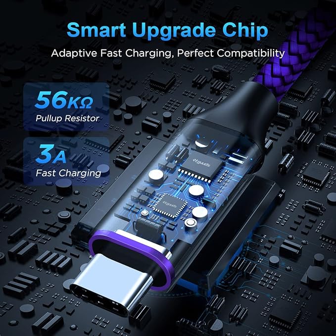etguuds USB to USB C Cable 3ft, 2-Pack USB A to Type C Charger Cord Fast Charging for Samsung Galaxy A17 A16 A15 A26 A36 A56, S25 S24 S23 S22 S21 S20 S10 Note 20, for iPhone 17 16 15, Moto, Purple