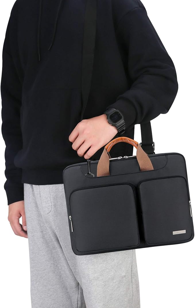 Lacdo 360° Protective Laptop Shoulder Bag, 14 inch Computer Bags for 14 inch MacBook Pro M5 Pro/Max A3426 A3427 (2026), M5/M4/M3/M2/M1 A3434 A3112 A3401 A3185 A2918 A2992 2025-2021 Messenger Bag,Black