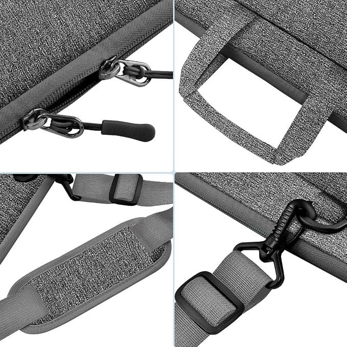Hseok Laptop Shoulder Bag 15.6-16 inch Case,Water-Resistant Shockproof Computer Handbag with Small Case Compatible with MacBook Pro/Neo 16",Mac Air 15 M5, XPS 15/16 and most 15.6-16 PC,Grey