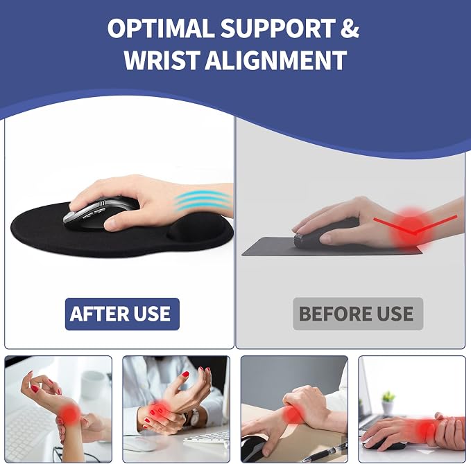 eulps Mouse Pad with Wrist Rest, Comfortable Computer Mousepad with Gel Wrist Support Smooth Surface and Non-Slip PU Base for Pain Relief, Laptop, Office & Home (Moon Night)