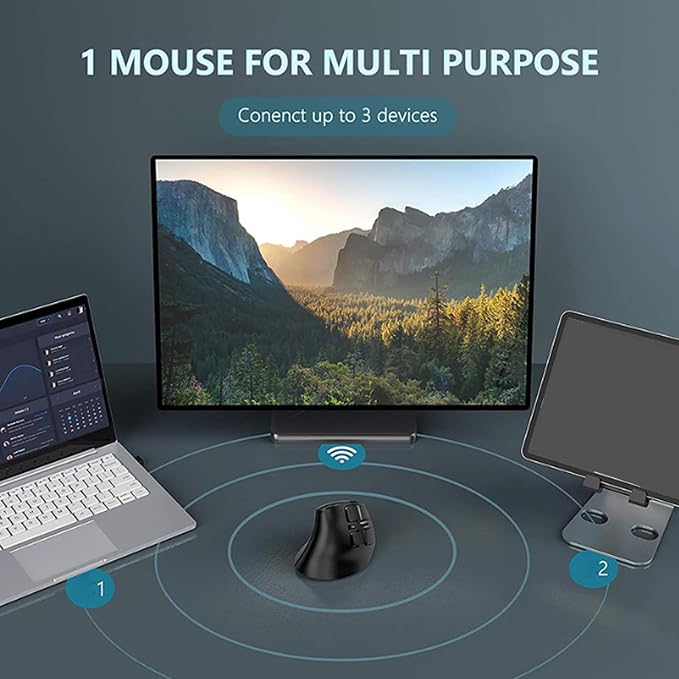 Zopsc Ergonomic Mouse, Bluetooth 2.4G Double Mode DPI 1000 1600 2400 Ergonomic Vertical Mouse with Silent Click for Laptop PC Desktop