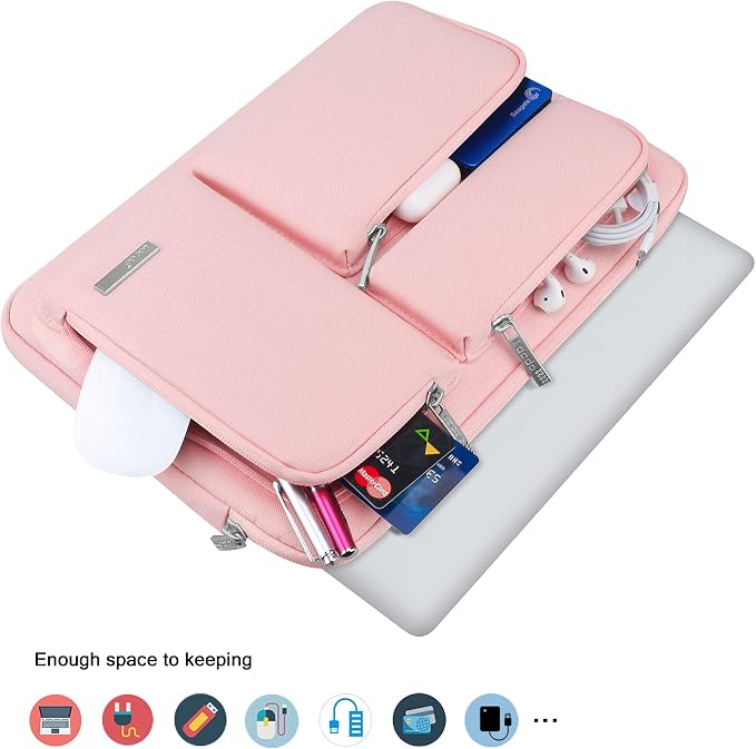Lacdo 360° Protective Laptop Sleeve Case for 13 inch New MacBook Air M5 A3449 (2026), M4 A3240 2025, M3 A3113, M2 A2681, M1 A2337 | 13 inch New MacBook Neo A18 Pro A3404 (2026) Computer Bag, Pink