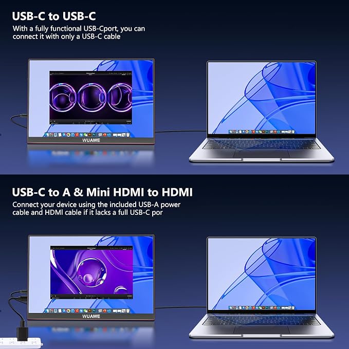 WUAWE Portable Monitor 16 inch Gift for Girls, 1920x1200P FHD 100% sRGB for Drawing & Design, USB C HDMI External Screen Ultra-Thin Metal for Laptop/Mac/Phone/Xbox/PS5(Red)
