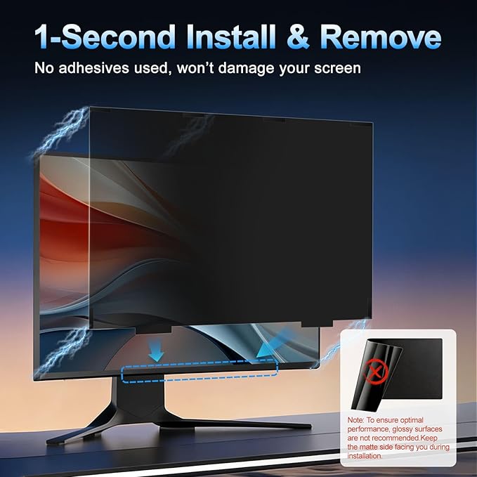 2 Pack 24 Inch Magnetic Computer Privacy Screen for Monitor 16:9 Aspect Ratio, Anti Blue Light Computer Screen Privacy Shield, Removable Anti Glare Screen Protector for Dell HP Lenovo ASUS LG Acer Samsung Monitors