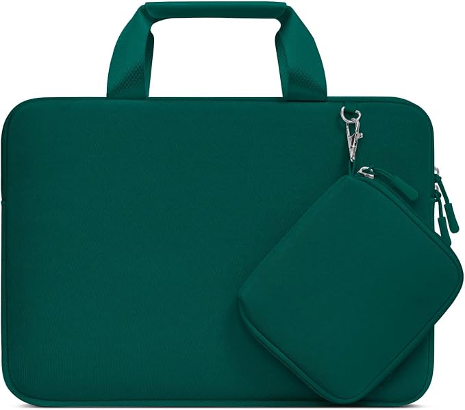 MOSISO Laptop Case 13.3 inch, 13-13.3 inch Laptop Sleeve Bag Compatible with MacBook Air/Pro 13 / Pro 14, HP Dell ASUS, Neoprene Carrying Computer Bag with Handle&Detachable Small Case, Teal Green