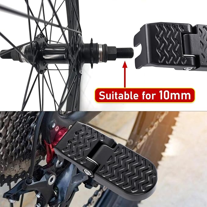TOBWOLF 2PCS Bike Rear Pedals, Aluminium Bicycle Foot Peg, Non-Slip Ebike Foot Pegs for Passenger, Folding Rear Bicycle Footrest Pedals for E-Bike, Mountain Bike, Folding Bicycle