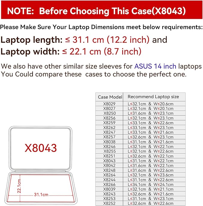 Smatree Hard EVA Protective Sleeve for 14 inch ASUS Zenbook 14 UX3405CA,14/14X OLED Case,for 14inch Vivobook S 14 S5406 Copilot+PC, 14 Flip TP3407 Copilot+PC,for 14 inch ROG Zephyrus G14(X8043)