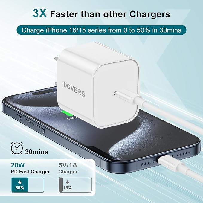 Fast Charger for iPhone 17 16 15 Charger Fast Charging 3Pack, 3+6+10ft USBC to USBC Cable Cord &20W Type C Block for iPhone 17/17 Air/17 Pro Max/17 Pro/16 15 Pro Max/Pro/Plus,iPad Pro/Air/Mini